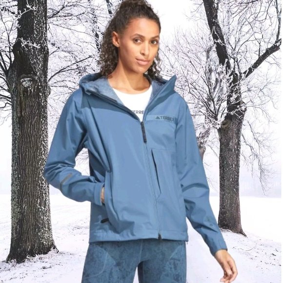 Adidas Terrex Multi Rain.rdy 2.5-Layer Rain Jacket - Steel - Women's Size XL NEW - Picture 3 of 12